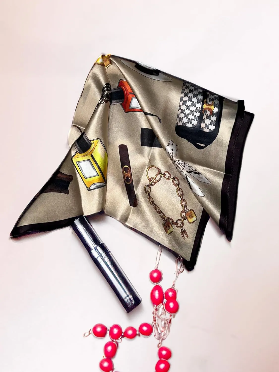 100% Mulberry Silk Purse Scarf – Lightweight 20" Square Silk Neckerchief for Men and Women