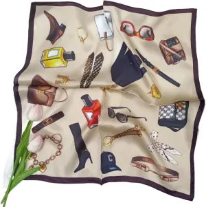 100% Mulberry Silk Purse Scarf – Lightweight 20" Square Silk Neckerchief for Men and Women