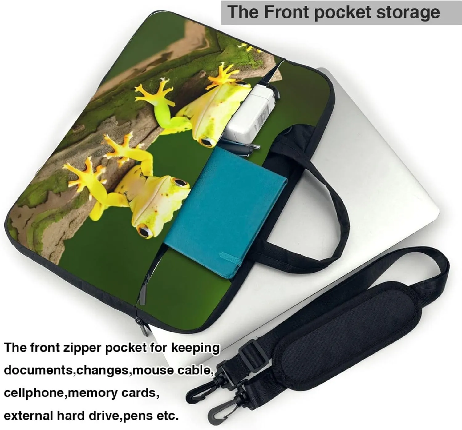 15.6-Inch Laptop Computer And Tablet Shoulder Bag Carrying Case,Business Casual,White Blue Daisy Print