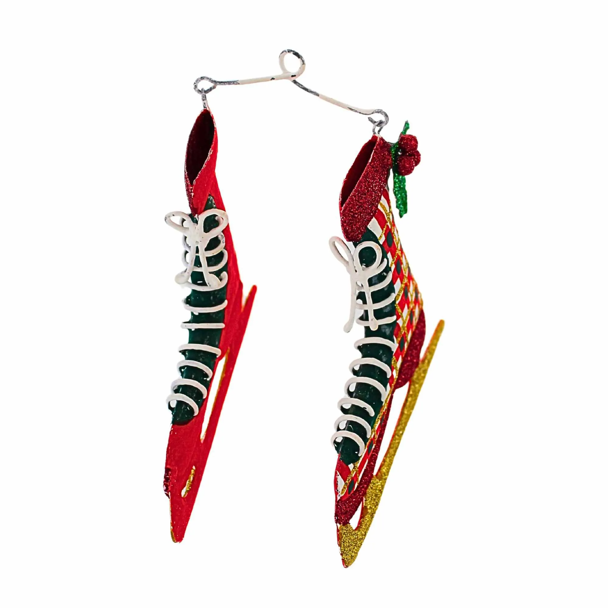 (16407) Plaid Ice Skate Ornament