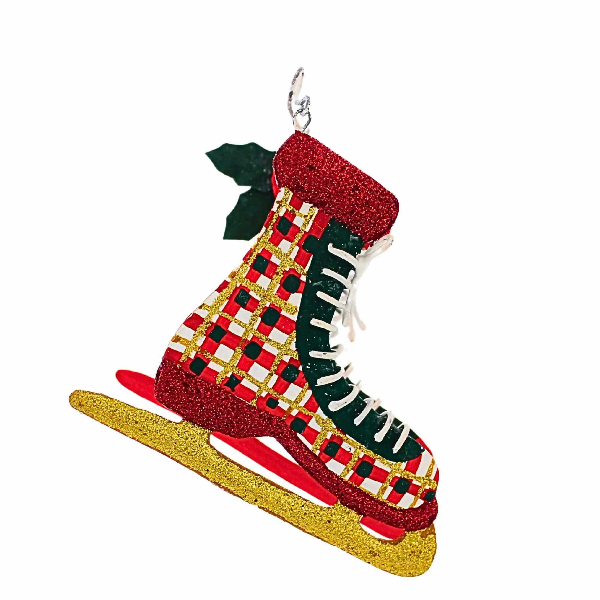 (16407) Plaid Ice Skate Ornament