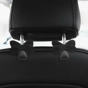 2 Pcs Car Purse Hooks Bow, Cute Car Seat Headrest Hook, Automotive Hanger for Purses and Bags, Cute Car Accessory Interior Decoration (Black)