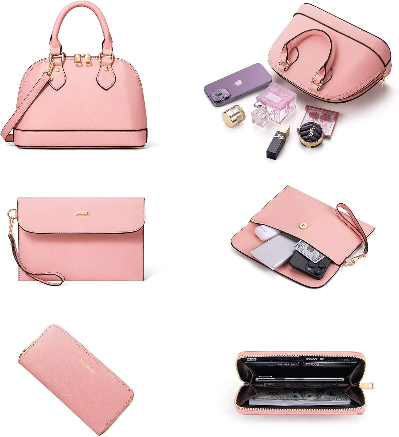 4PCS Women Fashion Handbags Purses Wallet Shoulder Bags Casual Tote Bag Crossbody Bags, Handbag Set Gift for Ladies Girls