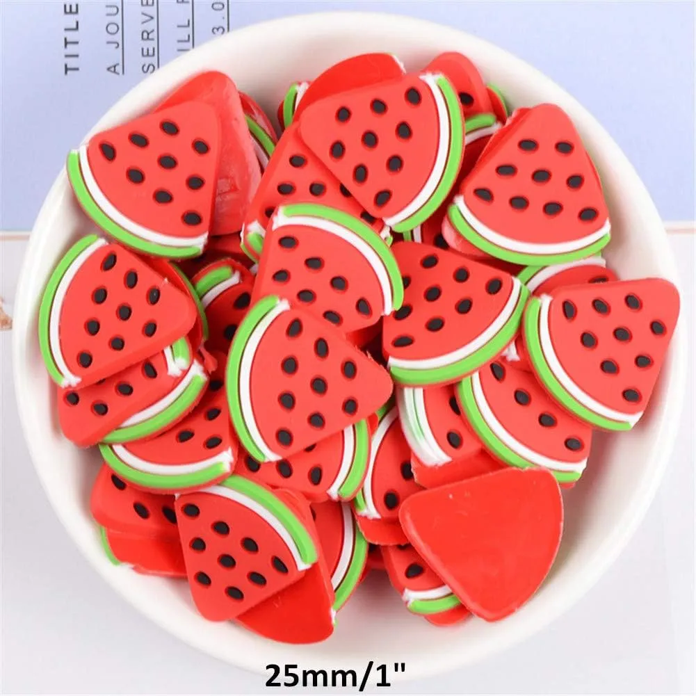 50 Pack Fruit Vegetable Plastic Charms Resin Flatbacks Buttons Beads Polymer Clay Beads for Miniature Fairy Garden Hair Accessories Home Decorations(Mixed)