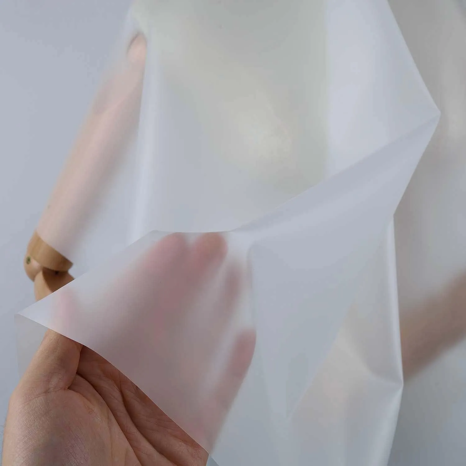 8mil Thickness Frosted TPU Fabric Matte Translucent Film Windproof Waterproof Raincoat Dress Creative Designer's Fabric 54 Inches Wide - 1 Yard Folded