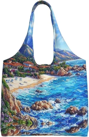 A fairy tale town Handbag, lightweight medium-sized reusable grocery bag, canvas tote bag