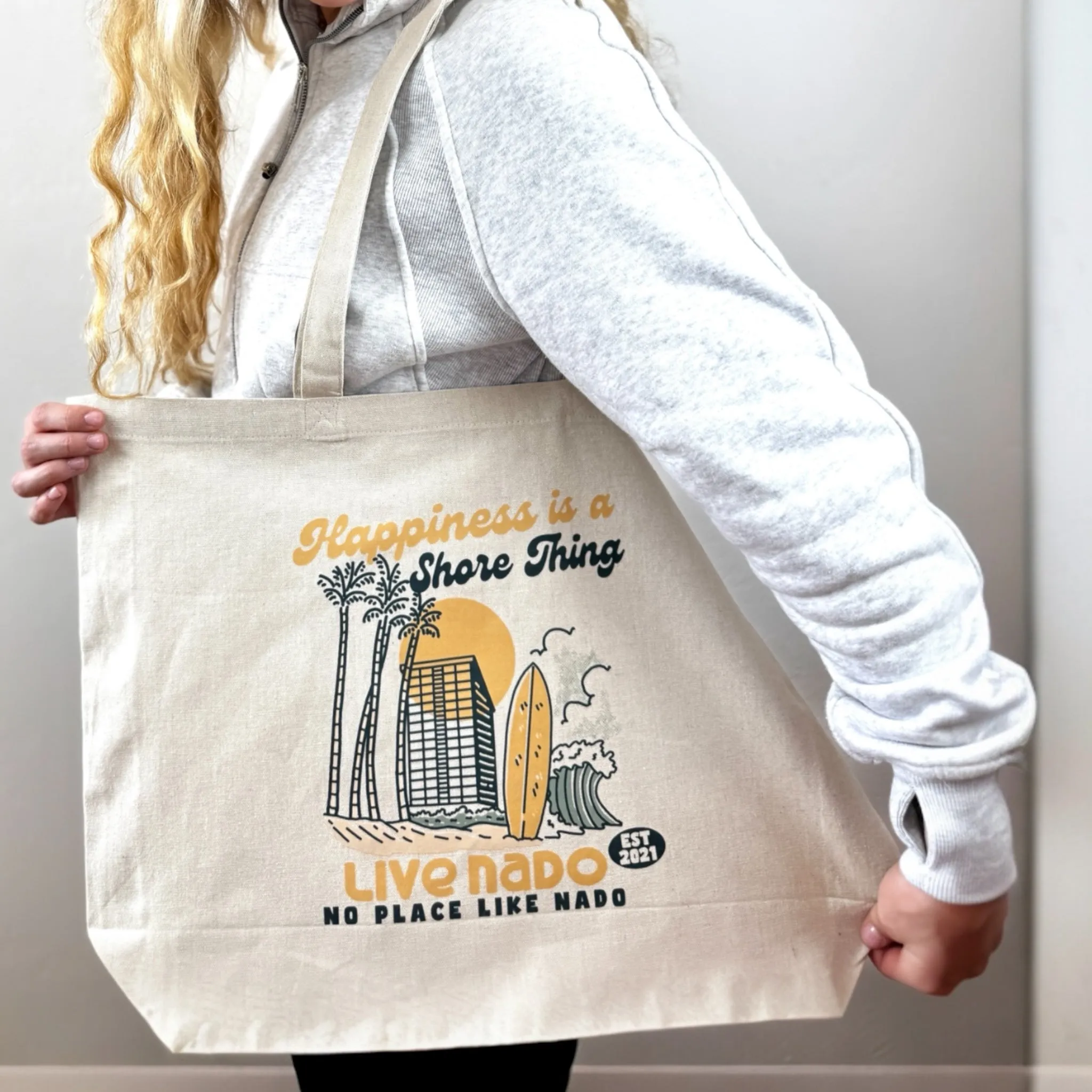 ACCESSORIES  | HAPPINESS IS A SHORE THING CORONADO TOTE