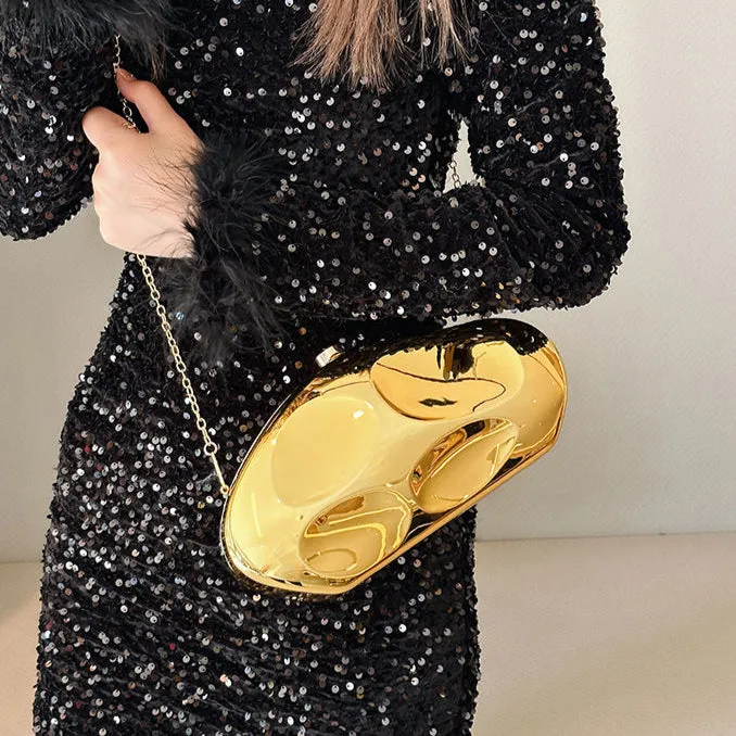 Acrylic evening clutch bag - metallic handbag for women, luxury dinner purse