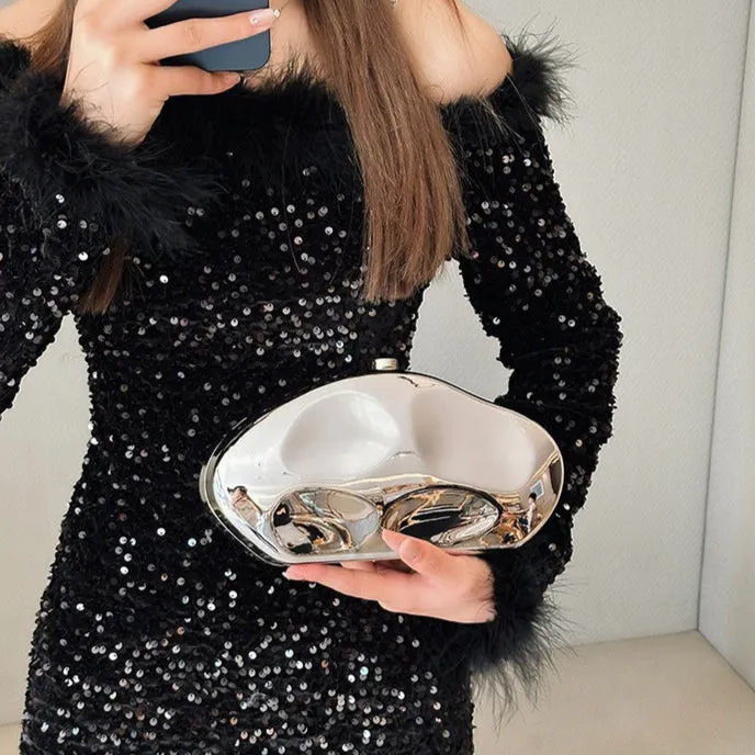 Acrylic evening clutch bag - metallic handbag for women, luxury dinner purse