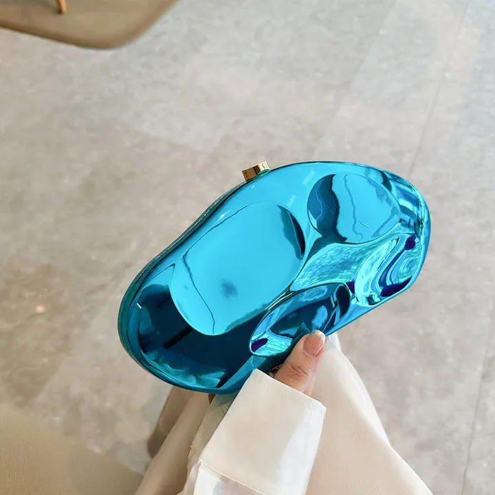 Acrylic evening clutch bag - metallic handbag for women, luxury dinner purse