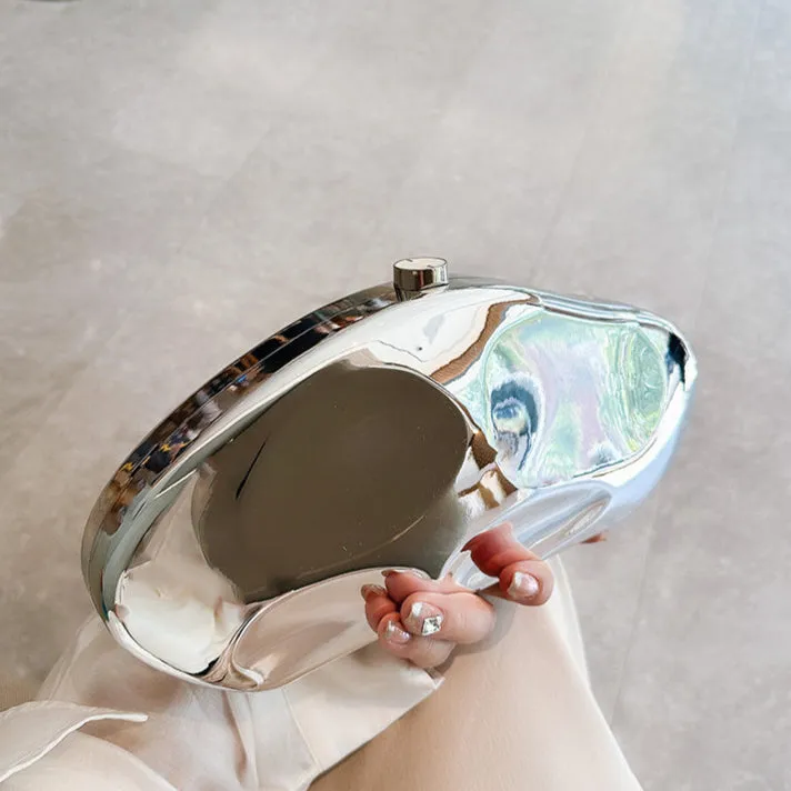 Acrylic evening clutch bag - metallic handbag for women, luxury dinner purse