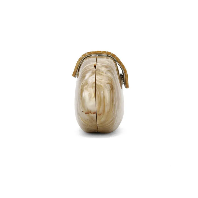 Acrylic Oval Clutch Bag – Gold