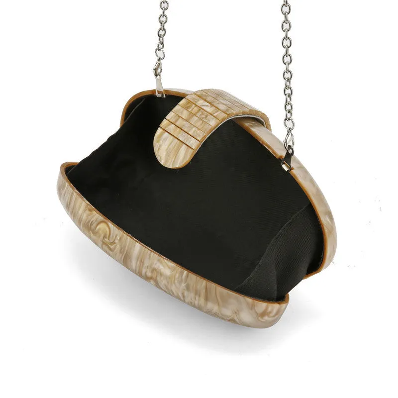 Acrylic Oval Clutch Bag – Gold