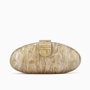 Acrylic Oval Clutch Bag – Gold