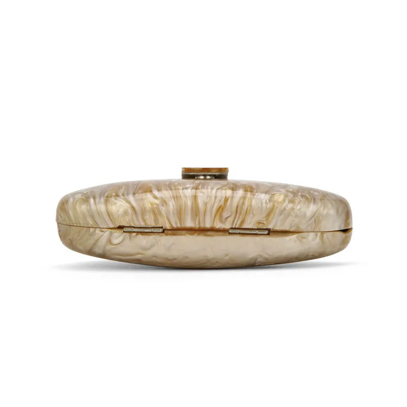 Acrylic Oval Clutch Bag – Gold