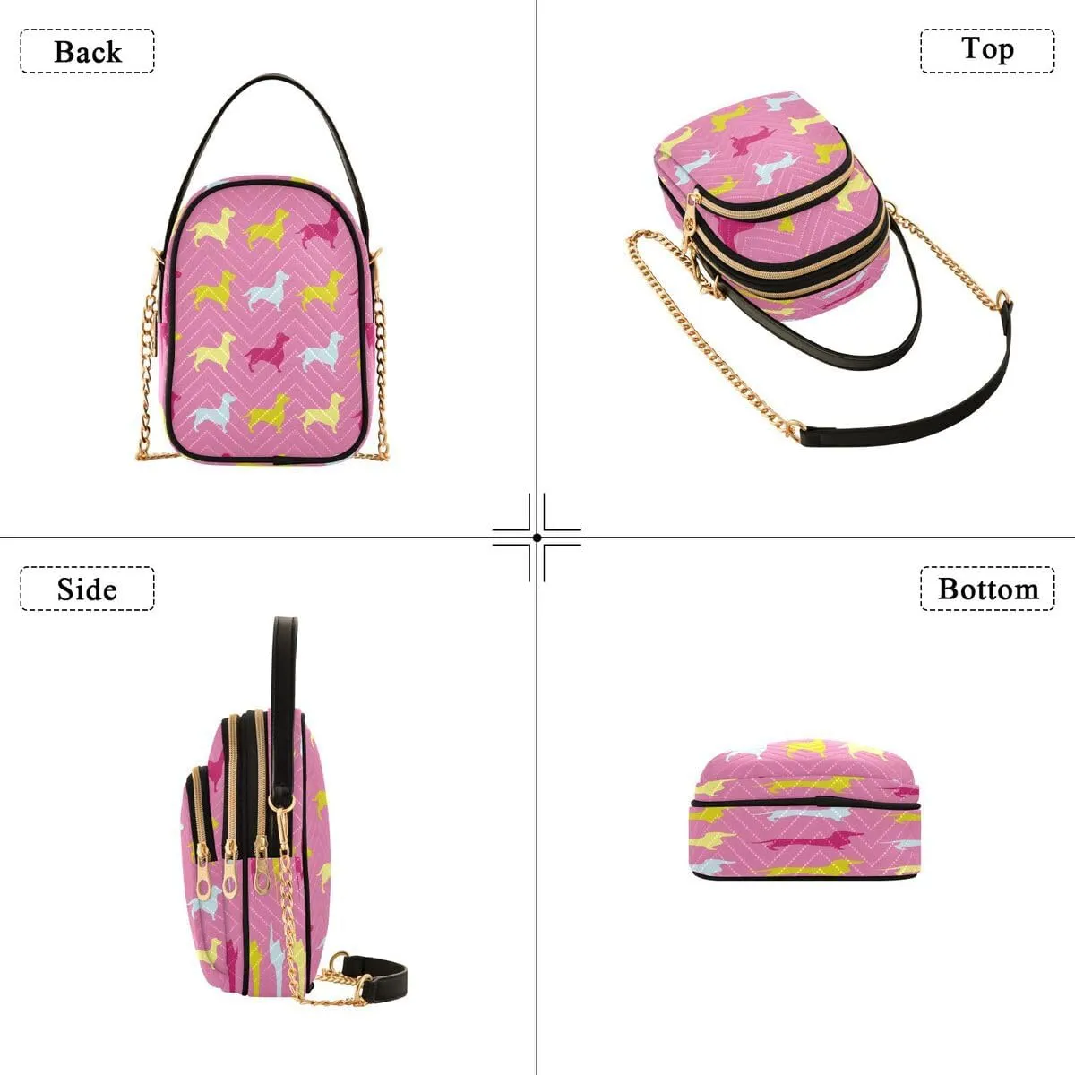 ALAZA Dachshund Dog Crossbody Bag Small Shoulder Handbags Leather Purse for Women