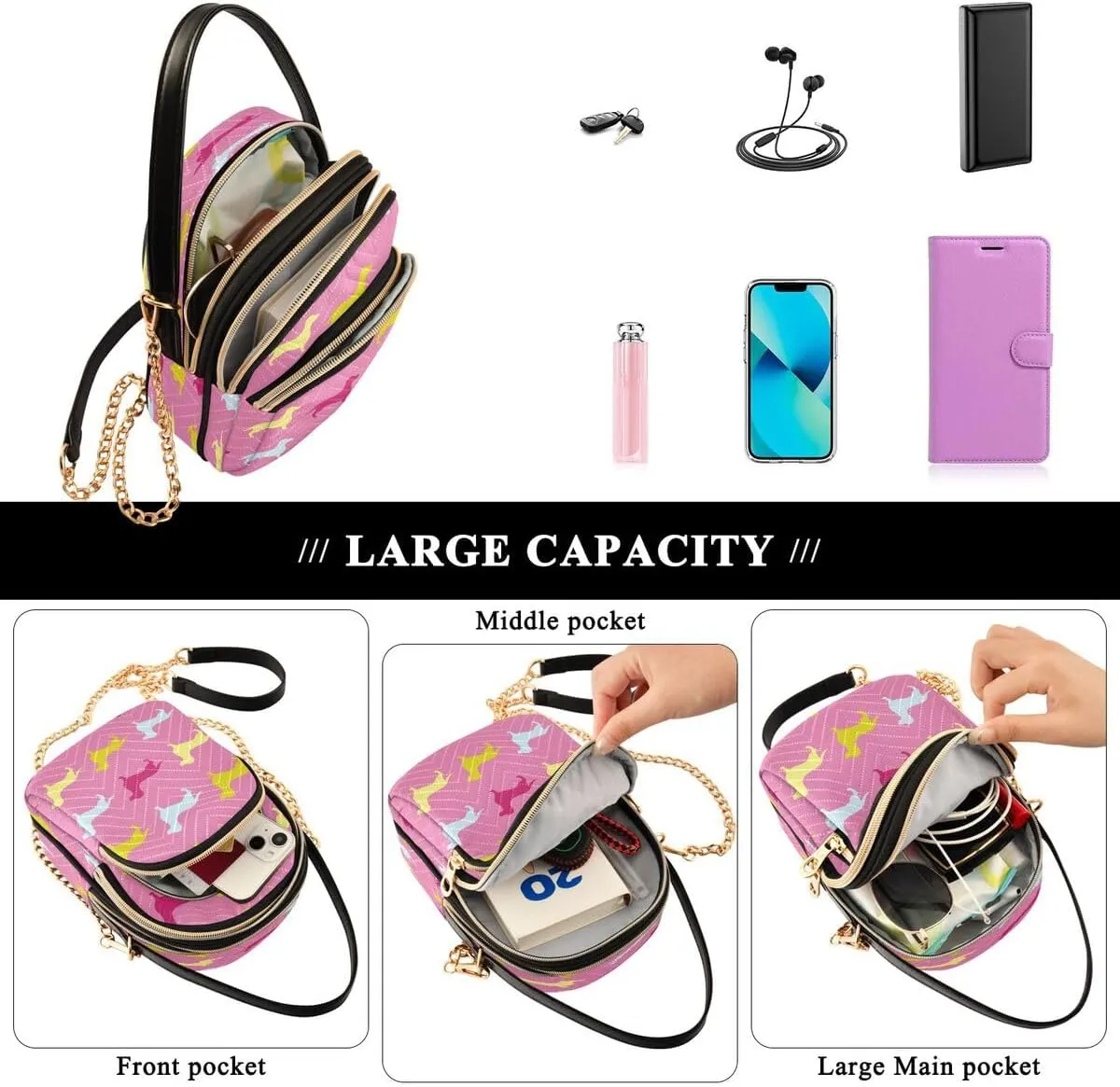 ALAZA Dachshund Dog Crossbody Bag Small Shoulder Handbags Leather Purse for Women
