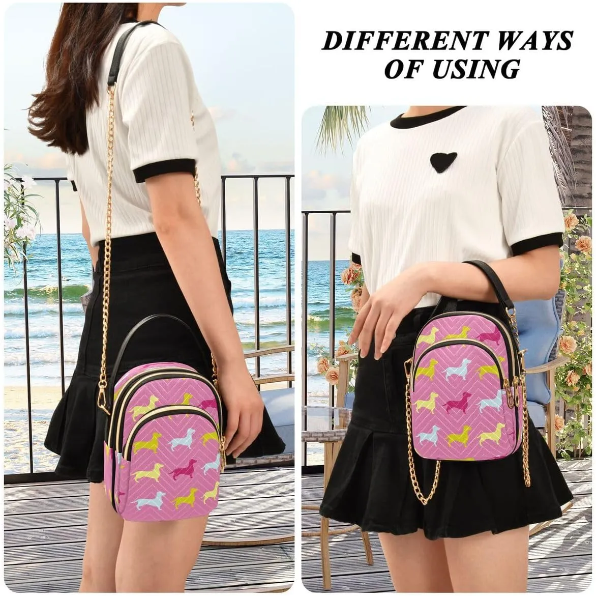 ALAZA Dachshund Dog Crossbody Bag Small Shoulder Handbags Leather Purse for Women