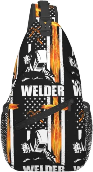 American Flag Swimming Team Sling Bag Adjustable Chest Bags Casual Crossbody Bag Travel Shoulder Backpack