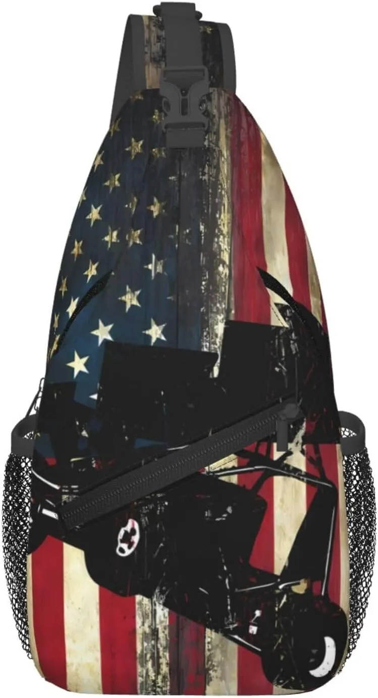 American Flag Swimming Team Sling Bag Adjustable Chest Bags Casual Crossbody Bag Travel Shoulder Backpack