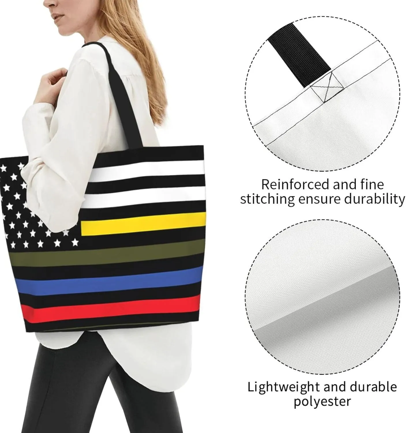 American Motorcycle Flag Dirt Bike Women's Tote Bag Large Capacity Single Shoulder Bags Handbag for Shopping Work
