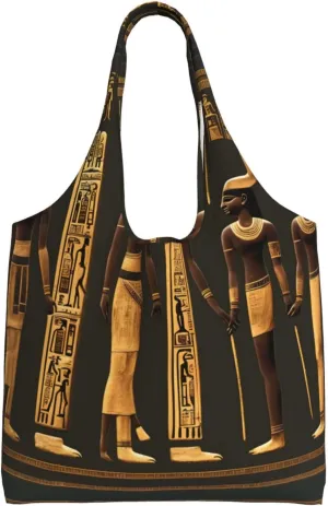 Ancient Egyptian Hieroglyph print Women Shoulder Canvas Tote Handbag Work Bag for Women Lady Casual Tote's Handbag