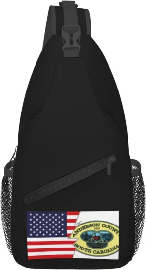 Anderson County Seal And America Crossbody Bags For Women Men Chest Backpack Gym Shoulder Bag Travel Outdoor Sports Casual Crossbody Bags