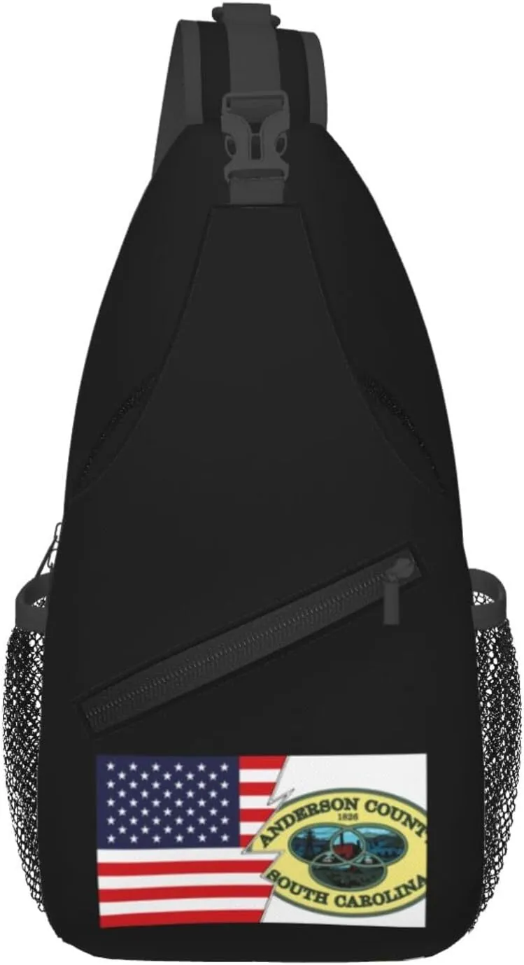 Anderson County Seal And America Crossbody Bags For Women Men Chest Backpack Gym Shoulder Bag Travel Outdoor Sports Casual Crossbody Bags