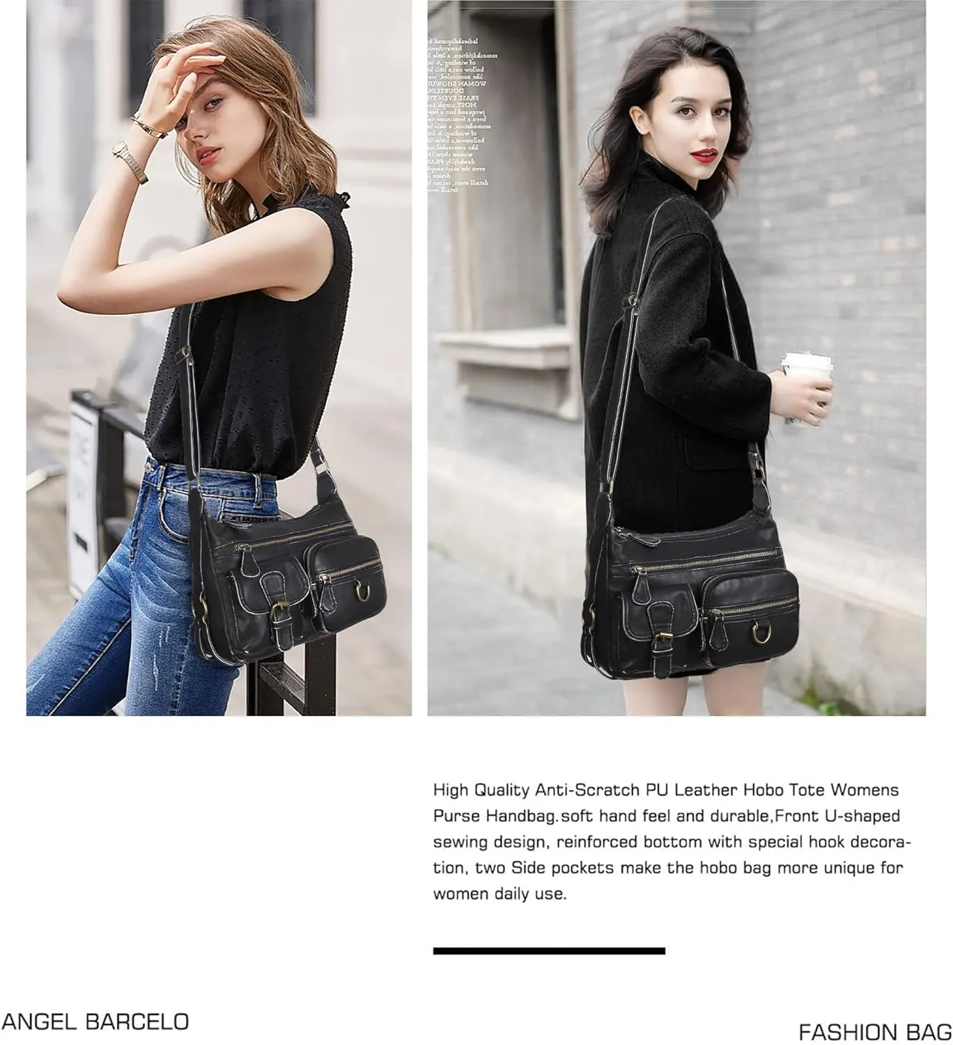 Angel Barcelo Cross body Shoulder Bag Women Soft PU Leather Purses and Handbags