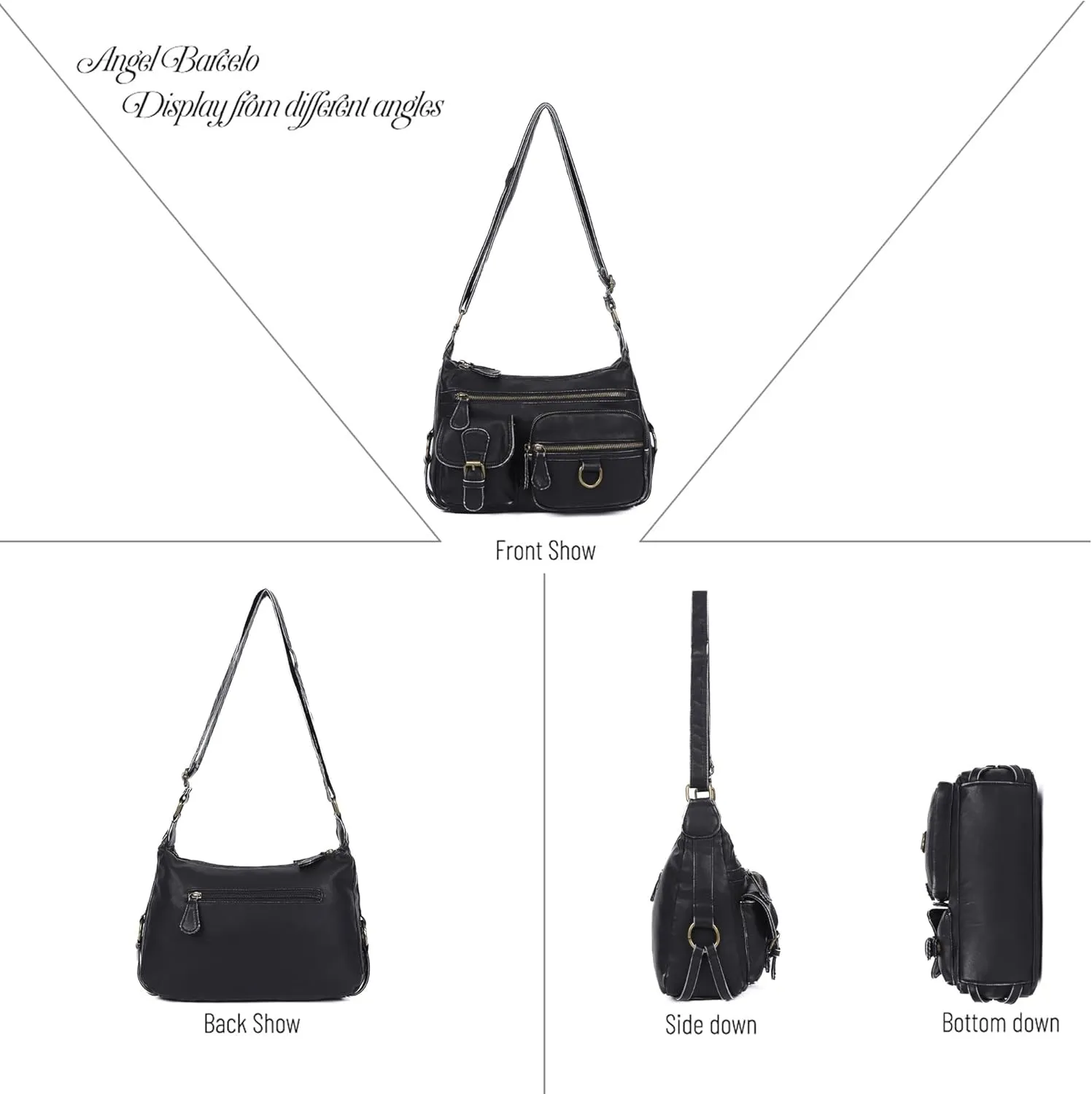 Angel Barcelo Cross body Shoulder Bag Women Soft PU Leather Purses and Handbags