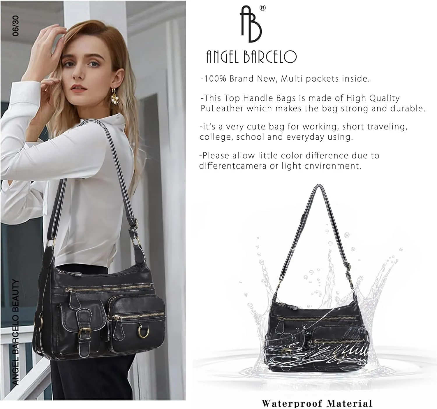 Angel Barcelo Cross body Shoulder Bag Women Soft PU Leather Purses and Handbags