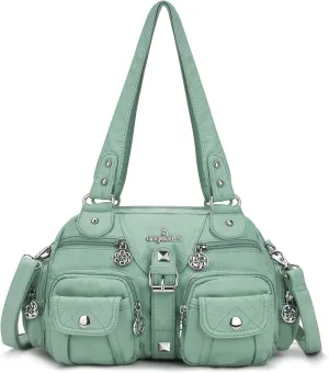 Angel Kiss Hobo Crossbody Purses for Women Shoulder Bag Multipocket Soft Hobo Purses Removable Strap Leather Handbags
