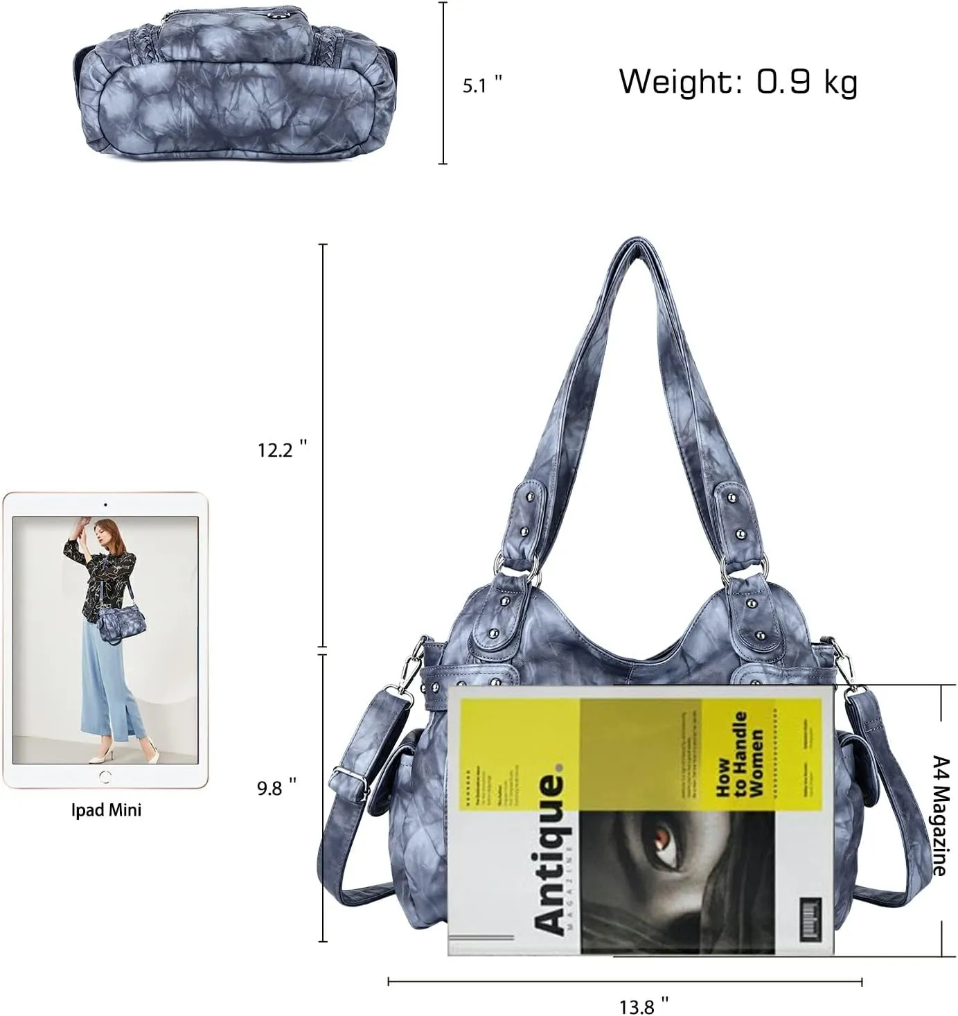 Angel Kiss Hobo Handbags for Women Soft PU Leather Shoulder Handbags Ladies Purses