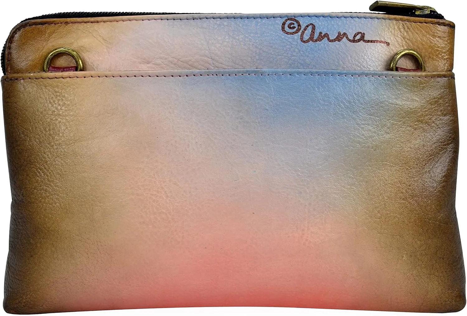 Anna by Anuschka Womens Hand Painted Leather Slim Crossbody
