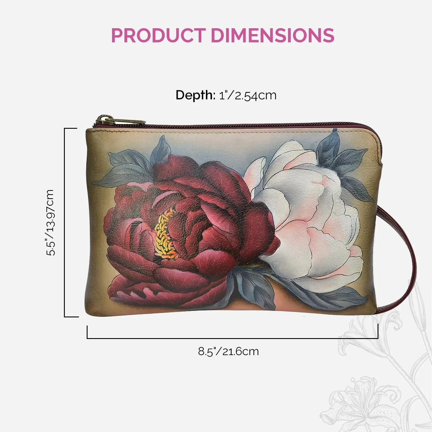 Anna by Anuschka Womens Hand Painted Leather Slim Crossbody