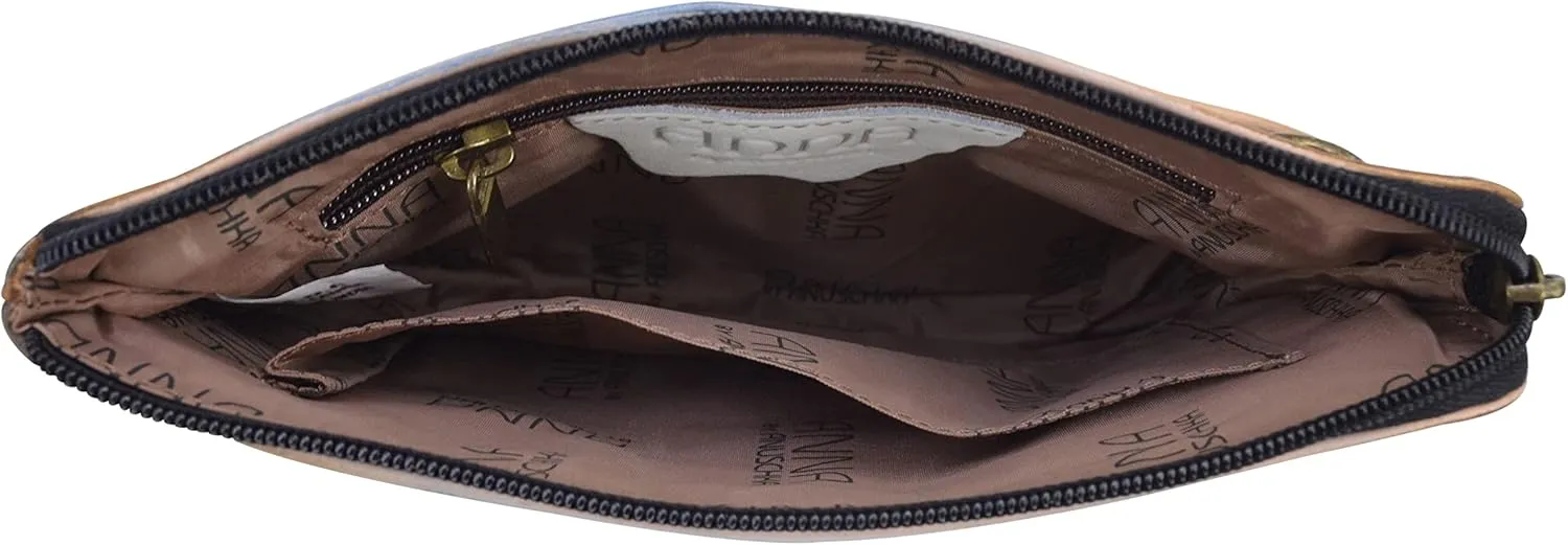 Anna by Anuschka Womens Hand Painted Leather Slim Crossbody