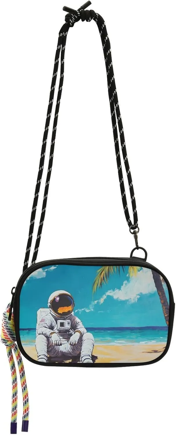 Astronaut Beach Print Crossbody Handbags for Women Walking, Hiking Lightweight Shoulder Phone Purse