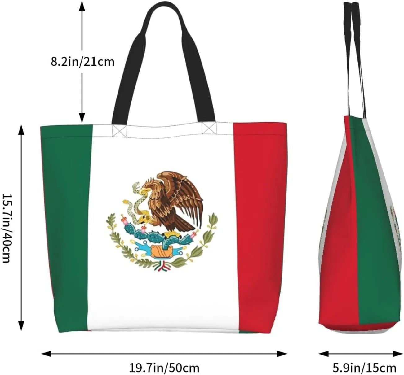 ASYG Cute Flag Tote Bag Large Women Casual Shoulder Bag Handbag Reusable Patriotic Shopping Grocery Bag