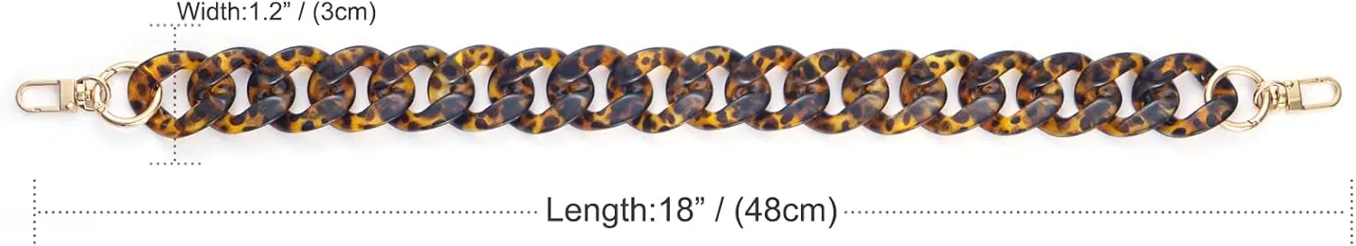 AUMEY Handbag Chain Straps Acrylic Purse Chain Strap Fashionable Replacement Purse Clutches Handles for Purse Handbags DIY Crafts, 19 inch of Each (MSL02- Leopard print)