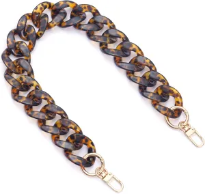 AUMEY Handbag Chain Straps Acrylic Purse Chain Strap Fashionable Replacement Purse Clutches Handles for Purse Handbags DIY Crafts, 19 inch of Each (MSL02- Leopard print)