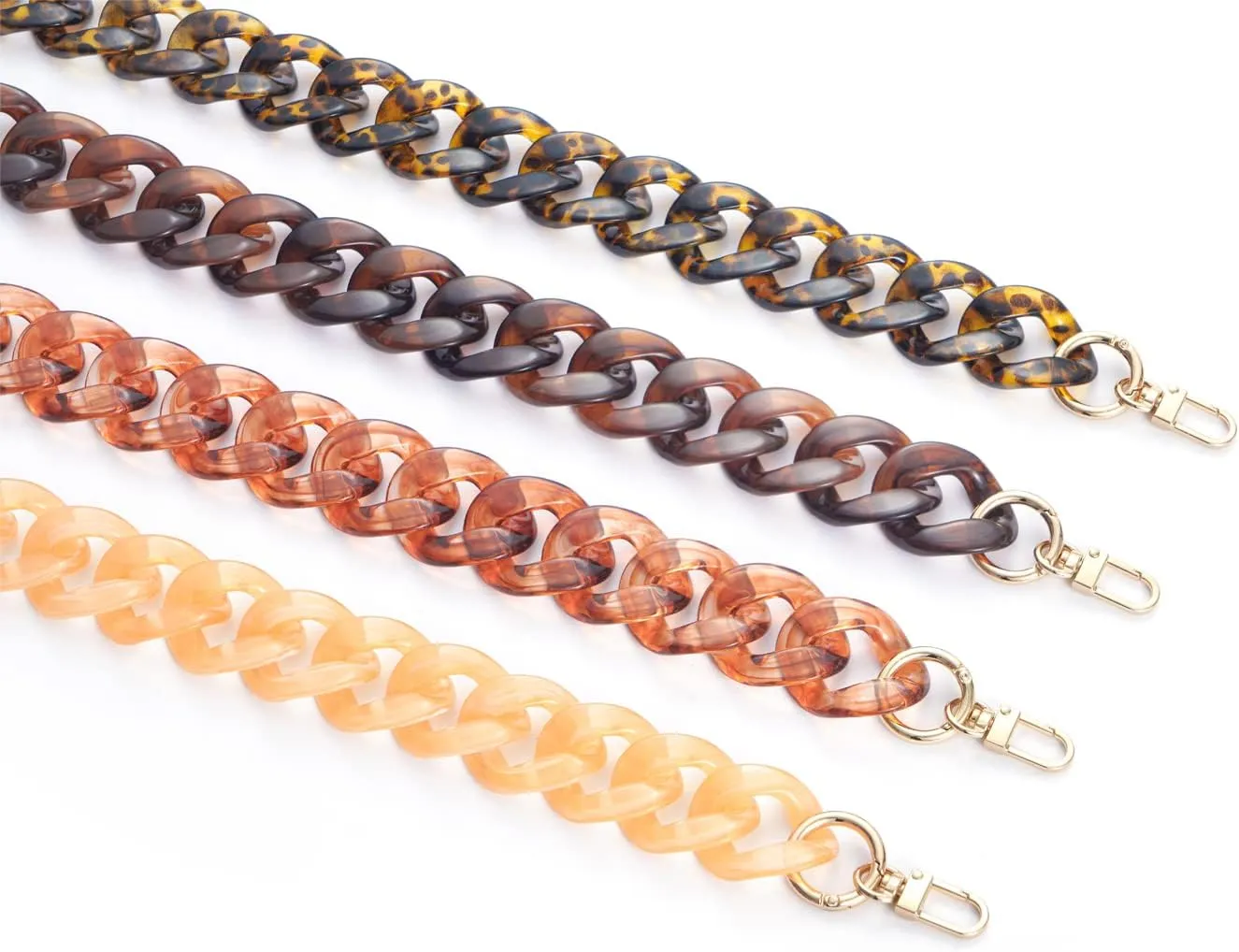 AUMEY Handbag Chain Straps Acrylic Purse Chain Strap Fashionable Replacement Purse Clutches Handles for Purse Handbags DIY Crafts, 19 inch of Each (MSL02- Leopard print)