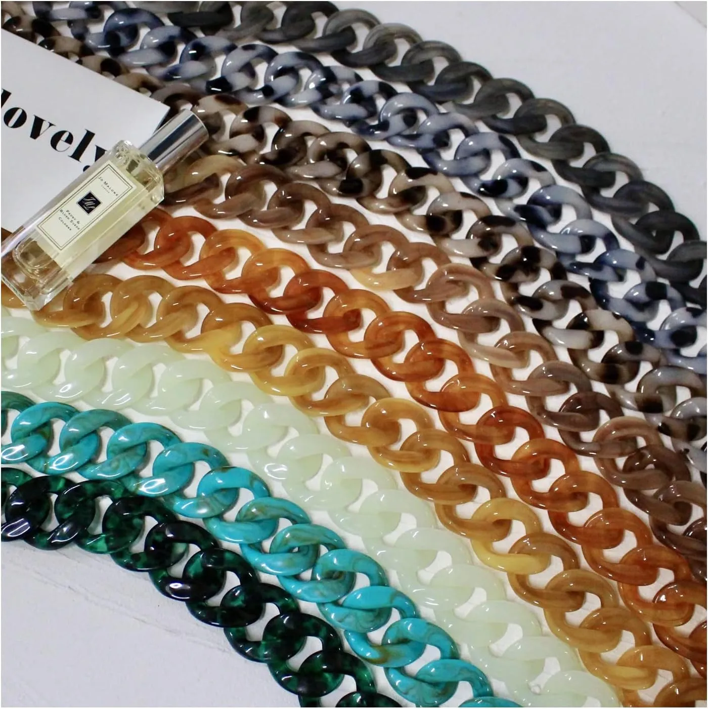 AUMEY Handbag Chain Straps Acrylic Purse Chain Strap Fashionable Replacement Purse Clutches Handles for Purse Handbags DIY Crafts, 19 inch of Each (MSL02- Leopard print)