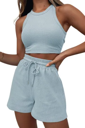 AUTOMET Womens 2 Piece Shorts Lounge Sets Two Piece Summer Workout Outfits Beach Vacation Trendy 2025 Clothes