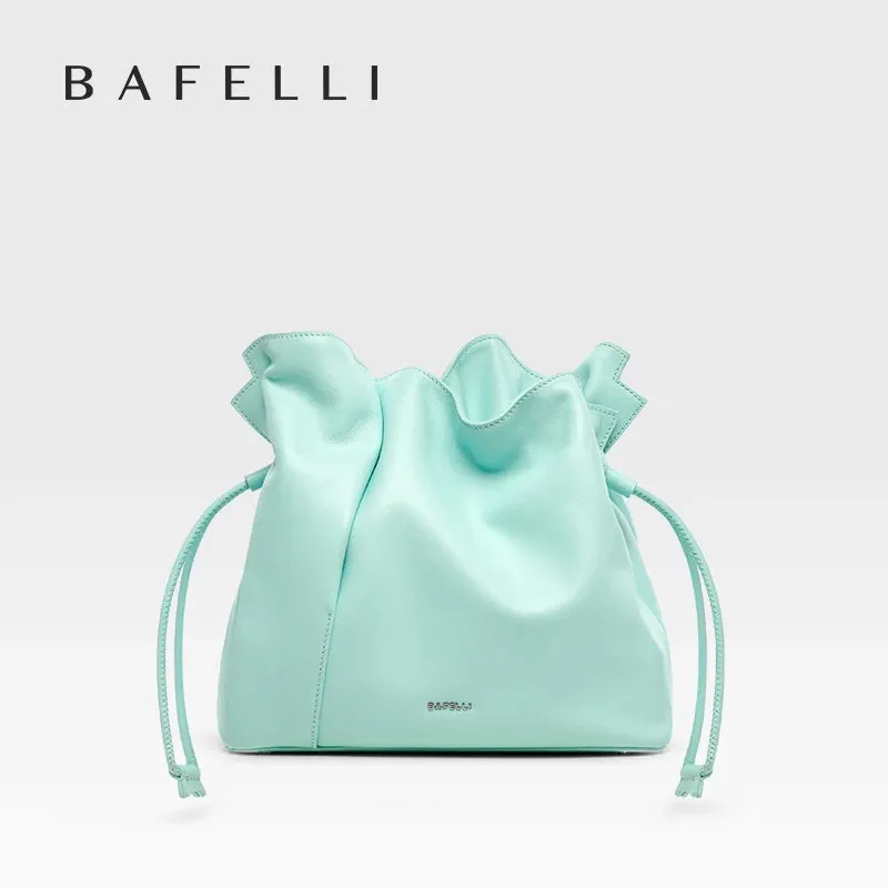 BAFELLI 2025 NEW WOMEN'S BAG LEATHER CASUAL BUCKET HANDBAGS FOR FEMALE TREND FASHION SHOPPER PURSE LUXURY BRAND SHOULDER