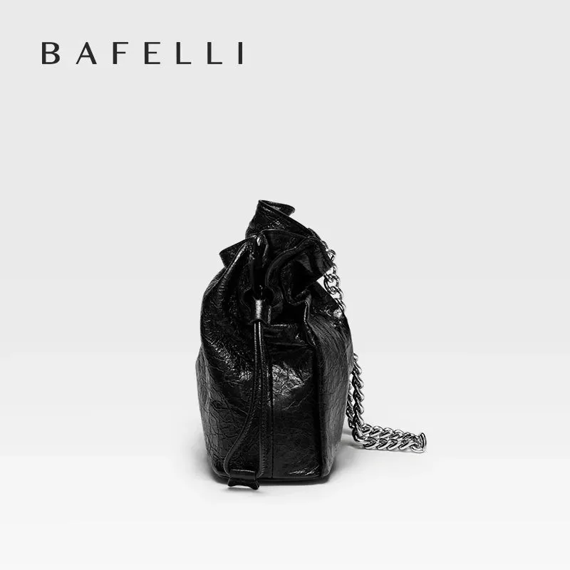 BAFELLI 2025 NEW WOMEN'S BAG LEATHER CASUAL BUCKET HANDBAGS FOR FEMALE TREND FASHION SHOPPER PURSE LUXURY BRAND SHOULDER