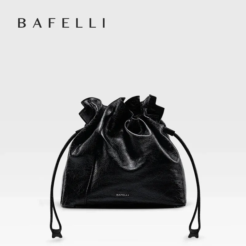 BAFELLI 2025 NEW WOMEN'S BAG LEATHER CASUAL BUCKET HANDBAGS FOR FEMALE TREND FASHION SHOPPER PURSE LUXURY BRAND SHOULDER