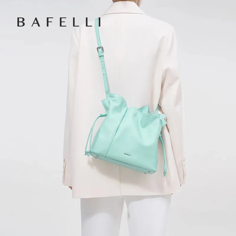 BAFELLI 2025 NEW WOMEN'S BAG LEATHER CASUAL BUCKET HANDBAGS FOR FEMALE TREND FASHION SHOPPER PURSE LUXURY BRAND SHOULDER