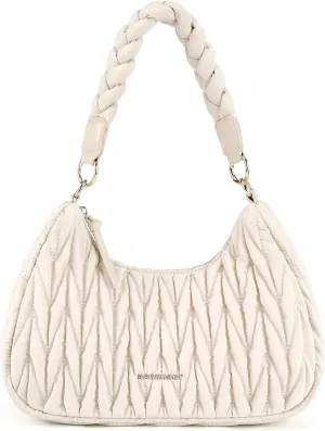 BAGSMART Small Shoulder Bags for Women, Puffy Cute Purses for Women with Woven Top-Handle, Quilted Crescent Hobo Handbag