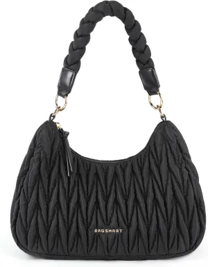 BAGSMART Small Shoulder Bags for Women, Puffy Cute Purses for Women with Woven Top-Handle, Quilted Crescent Hobo Handbag