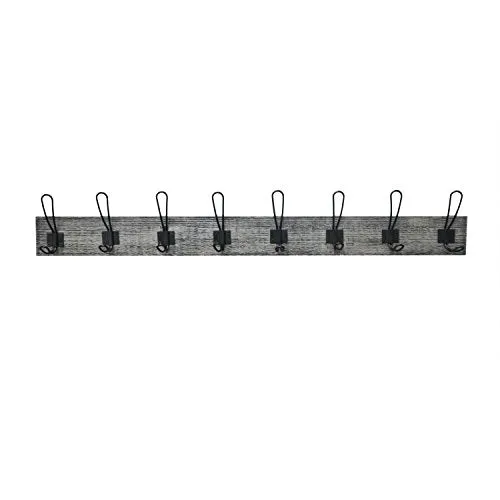 Barnyard Designs Wall Hook Rack Rustic Decorative Hanging Coat Rack, Hats, Keys, Handbags, Backpacks, and More 38.5” x 6” (8-Hooks)
